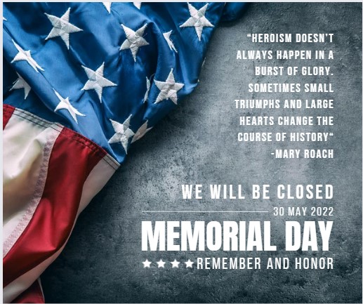 Closed Memorial Day