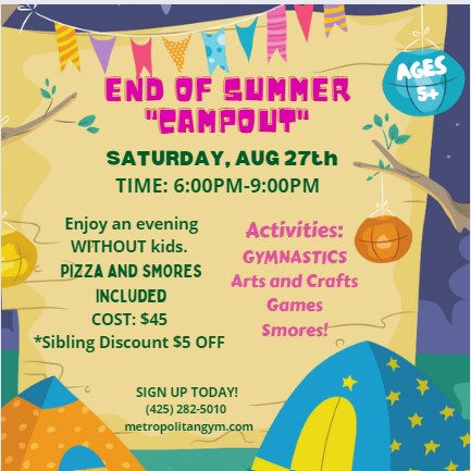 End of Summer Parent’s Night Out – August 27th