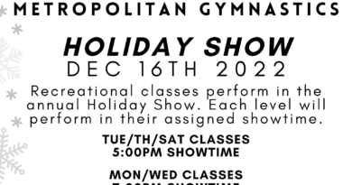 Save the Date:  Metropolitan Holiday Shows!  Dec. 16th
